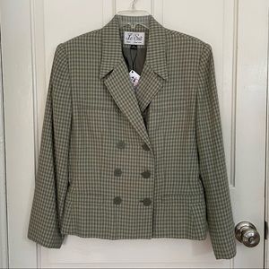 vintage 80s green gingham blazer jacket